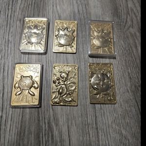 Gold Plated Metal Pokemon Cards x6